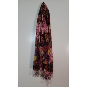 Floral Print Multicolored Light Rectangle Scarf